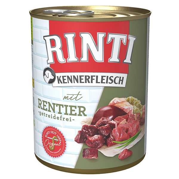 Rinti Kennerfleisch mit Rentier РІНТІ КЕННЕРФЛЯЙШ ОЛЕНИНА беззерновий повнораціонний натуральний вологий корм для собак фото 1