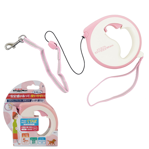 DoggyMan Retractable Lead Star ДОГГІМЕН СТАР повідець рулетка для собак до , трос 5м , Рожевий см., S см., 5 м, до см фото 1