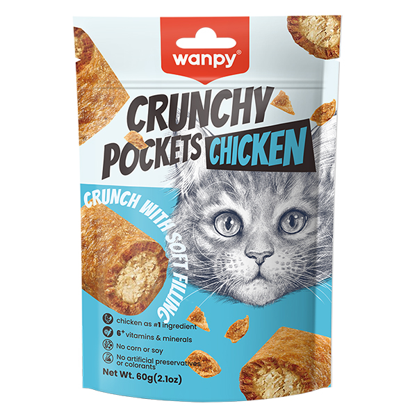 Wanpy Crunchy Pockets Chicken ВАНПІ ХРУСТКІ ПОДУШЕЧКИ З КУРКОЮ ласощі для котів фото 1