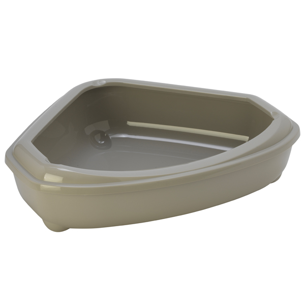 Moderna Corner Tray МОДЕРНА КОНЕР кутовий туалет з бортиком для котів, 55х45х14см , Теплий сірий см., 55 см х 45 см х 14 см см фото 1