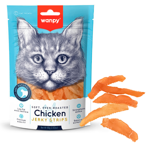 Wanpy Soft Chicken Jerky Strips ВАНПІ ФІЛЕ КУРКИ В’ЯЛЕНЕ СМУЖКИ ласощі для котів фото 1