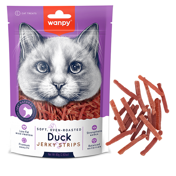 Wanpy Soft Duck Jerky Strips ВАНПІ ФІЛЕ КАЧКИ В’ЯЛЕНЕ СМУЖКИ ласощі для котів фото 1