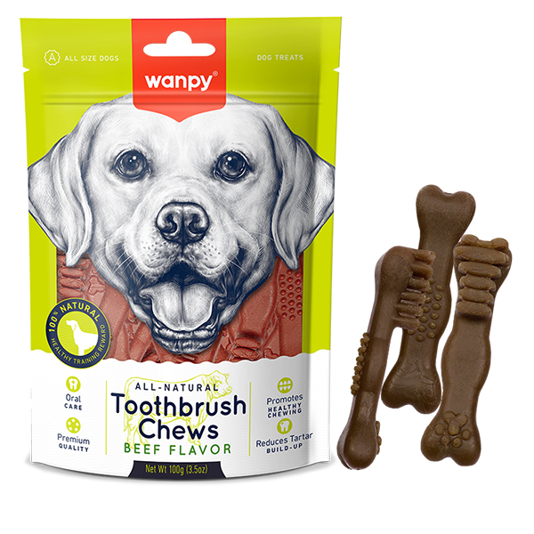 Wanpy Toothbrush Chews Beef ВАНПІ ЗУБНА ЩІТКА жувальні ласощі зі смаком яловичини для собак фото 1