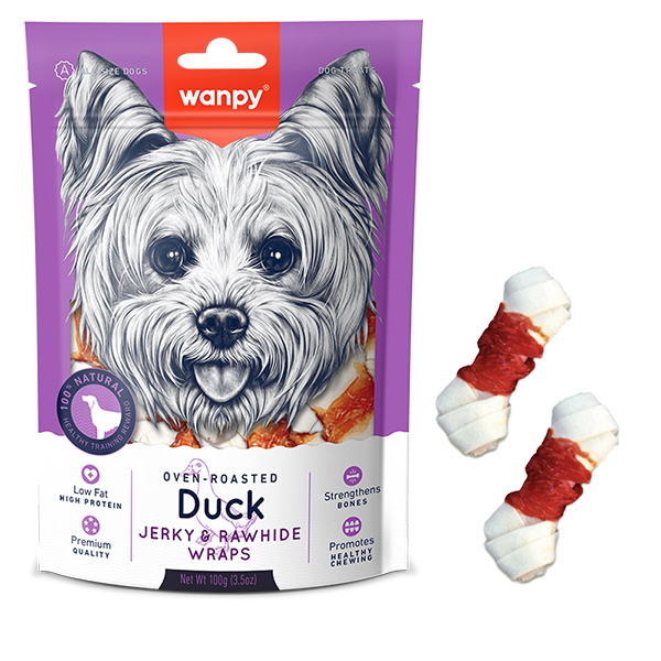 Wanpy Duck Jerky & Rawhide Wraps ВАНПІ КІСТКА З ВУЗЛАМИ ТА В’ЯЛЕНОЮ КАЧКОЮ ласощі для собак фото 1