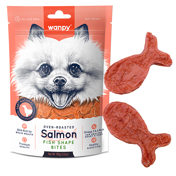 Wanpy Salmon Fish Shape Bites ВАНПІ ШМАТОЧКИ ЛОСОСЯ РИБКИ ласощі для собак фото 1