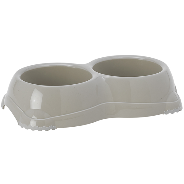 Moderna Double Smarty Bowl Small МОДЕРНА СМАРТІ подвійна миска для собак і котів, 2х , Теплий сірий см. , 26,1 см х 14,4 см х 5,7 см см фото 1