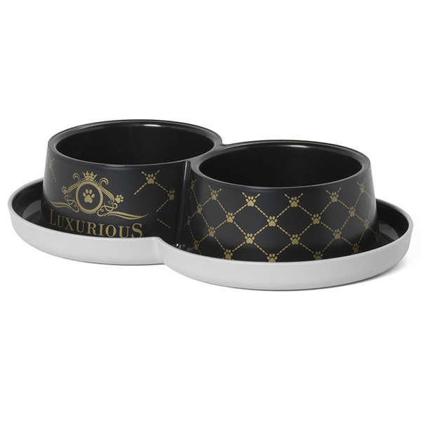 Moderna Double Trendy Dinner Luxurious МОДЕРНА ЛАКШЕРІЗ подвійна миска для котів, 2х , Чорний л., d 10 см см фото 1