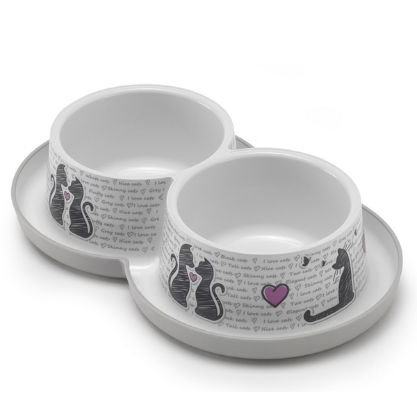 Moderna Double Trendy Dinner Cats in Love МОДЕРНА ЗАКОХАНІ КОТИ подвійна миска для котів, 2х , d 10 см см., Білий см фото 1