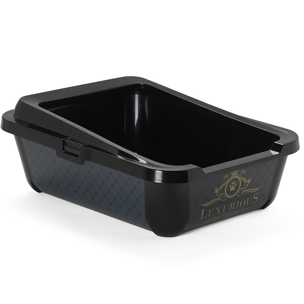 Moderna Hercules Luxurious МОДЕРНА ЛАКШЕРІЗ туалет з бортиком для котів, 51х39х19см , Чорний см., 51 см х 39 см х 19 см см фото 1