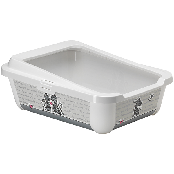 Moderna Hercules Cats in Love МОДЕРНА ЗАКОХАНІ КОТИ туалет з бортиком для котів, 51х39х19см , Білий см., 51 см х 39 см х 19 см см фото 1