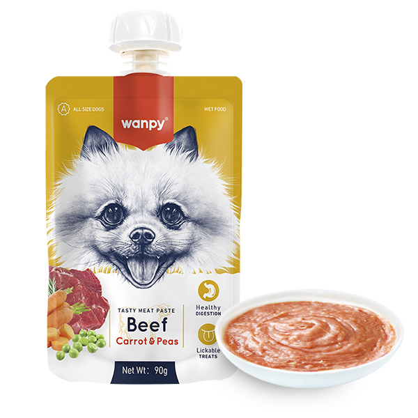 Wanpy Beef Carrot & Pea ВАНПІ КРЕМ-ПЮРЕ ЯЛОВИЧИНА З МОРКВОЮ рідкий корм для собак фото 1