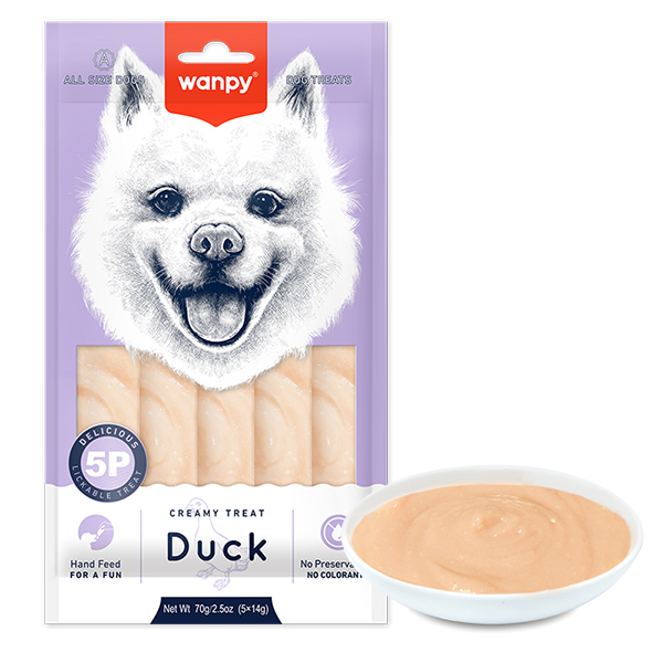 Wanpy Creamy Lickable Treat Duck ВАНПІ КАЧКА рідкі ласощі для собак , 5 од х см фото 1