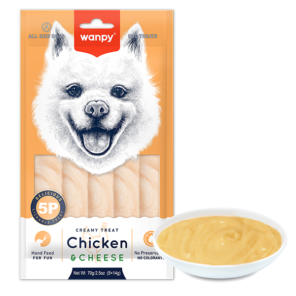Wanpy Creamy Lickable Treat Chicken&Cheese ВАНПІ КУРКА СИР рідкі ласощі для собак , 5 од х см фото 1