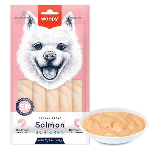 Wanpy Creamy Lickable Treat Salmon&Chicken ВАНПІ ЛОСОСЬ КУРКА рідкі ласощі для собак , 5 од х см фото 1