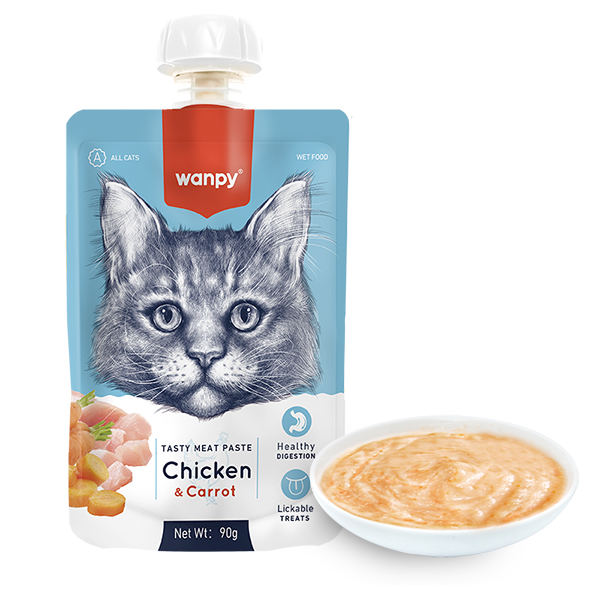 Wanpy Chicken & Carrot ВАНПІ КРЕМ-ПЮРЕ КУРКА З МОРКВОЮ рідкий корм для котів фото 1