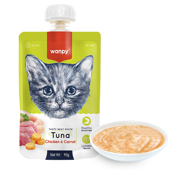 Wanpy Tuna Chicken & Carrot ВАНПІ КРЕМ-ПЮРЕ ТУНЕЦЬ І КУРКА З МОРКВОЮ рідкий корм для котів фото 1