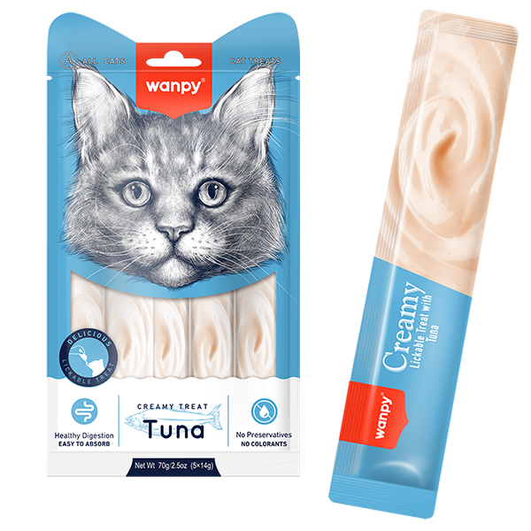 Wanpy Creamy Lickable Treats Tuna ВАНПІ ТУНЕЦЬ рідкі ласощі для котів , 5 од х см фото 1