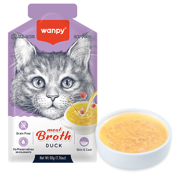 Wanpy Meat Broths Duck ВАНПІ СУП З КАЧКОЮ беззерновий рідкий корм для котів, пауч фото 1