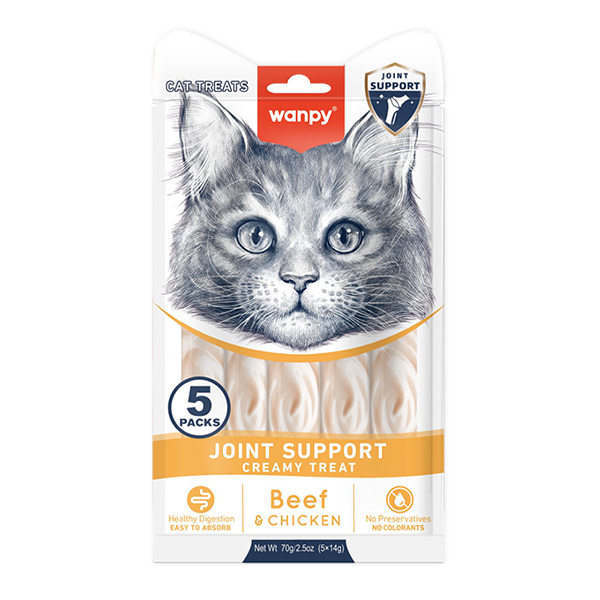 Wanpy Functional Creamy Lickable Treat Joint Support ВАНПІ ДЛЯ СУГЛОБІВ функціональні рідкі ласощі для котів , 5 од х см фото 1