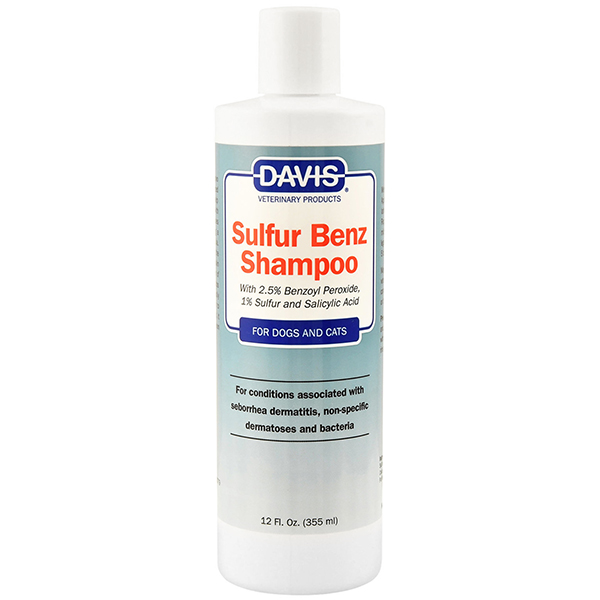 Davis Sulfur Benz Shampoo ДЕВІС СУЛЬФУР БЕНЗ дерматокосметичний шампунь з 2,5% бензоїл пероксидом для собак і котів із захворюваннями шкіри
