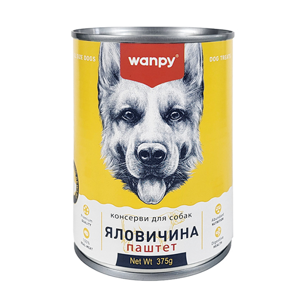 Wanpy Beef ВАНПІ ЯЛОВИЧИНА паштет вологий корм консерви для собак, банка фото 1