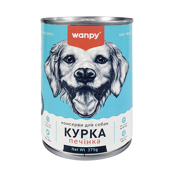 Wanpy Chicken & Liver ВАНПІ КУРКА ПЕЧІНКА паштет вологий корм консерви для собак, банка фото 1