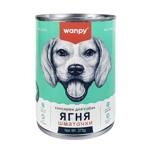 Wanpy Lamb Chunk ВАНПІ ЯГНЯ шматочки вологий корм консерви для собак, банка фото 1