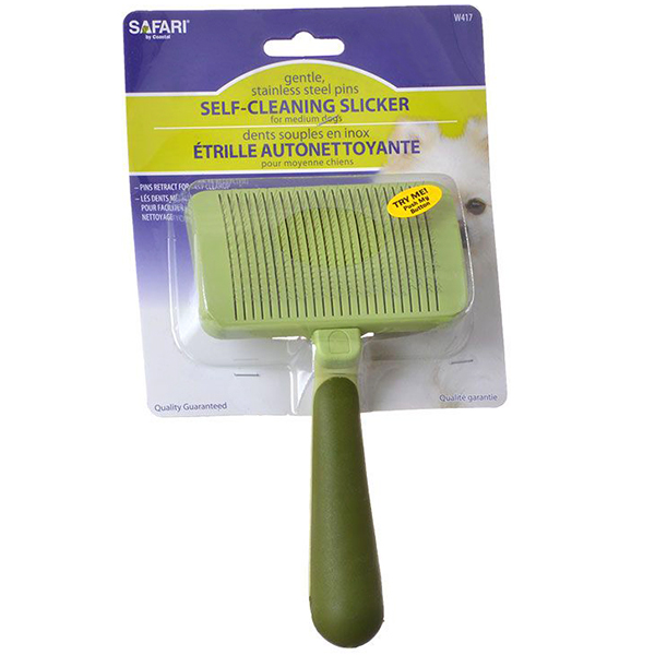 Safari Self-Cleaning Brush САФАРІ ПУХОДЕРКА СЛІКЕР з самоочищенням для собак і котів , M см., 10,5 см х 6,5 см см фото 1