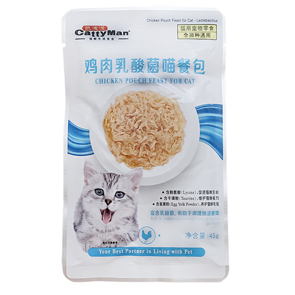CattyMan Lactobacillus Chicken Feast КЕТТІМЕН ПРОБІОТИКИ КУРКА в желе вологий корм, консерви для котів із проблемами травлення, пауч