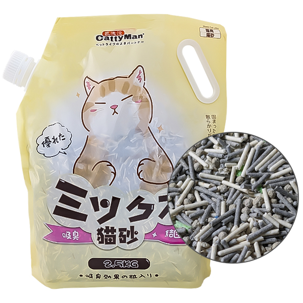 CattyMan Mixed Cat Litter КЕТТИМЕН МИКС ТОФУ БЕНТОНІТ АКТИВОВАНЕ ВУГІЛЛЯ грудкувальний наповнювач для котячого туалету