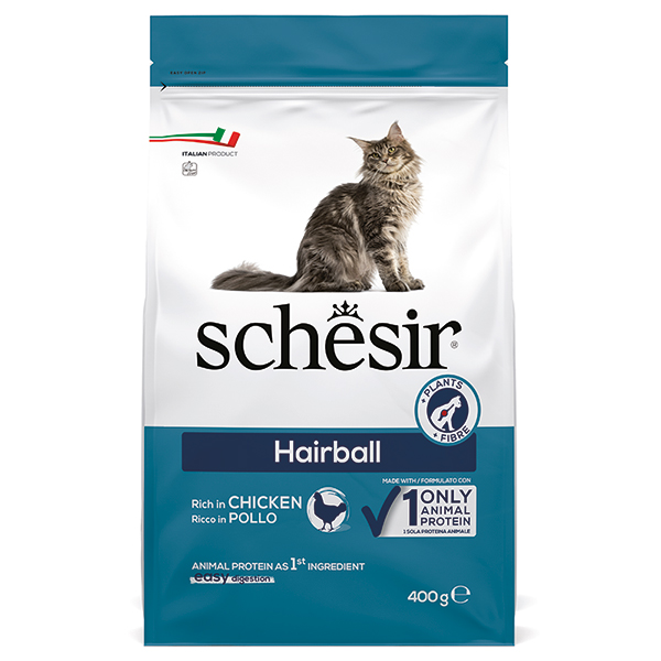 Schesir Cat Hairball ШЕЗІР ДЛЯ ВИВЕДЕННЯ ШЕРСТІ сухий монопротеїновий корм для котів з довгою шерстю фото 1