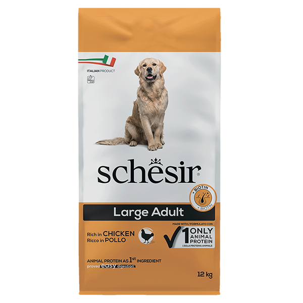 Schesir Dog Large Adult Chicken ШЕЗІР ДОРОСЛИЙ ВЕЛИКИХ КУРКА сухий монопротеїновий корм для собак великих порід , см фото 1