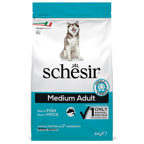 Schesir Dog Medium Adult Fish ШЕЗІР ДОРОСЛИЙ СЕРЕДНІХ РИБА сухий монопротеїновий корм для собак середніх порід , см фото 1