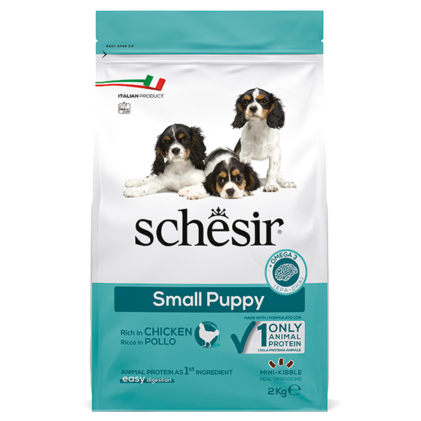 Schesir Dog Small Puppy ШЕЗІР ЦУЦЕНЯ МАЛИХ КУРКА сухий монопротеїновий корм для цуценят міні та малих порід фото 1
