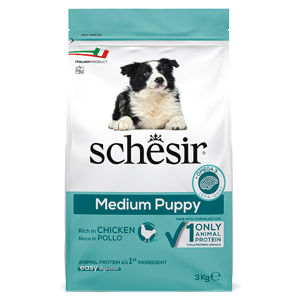 Schesir Dog Medium Puppy ШЕЗІР ЦУЦЕНЯ СЕРЕДНІХ КУРКА сухий монопротеїновий корм для цуценят середніх порід фото 1