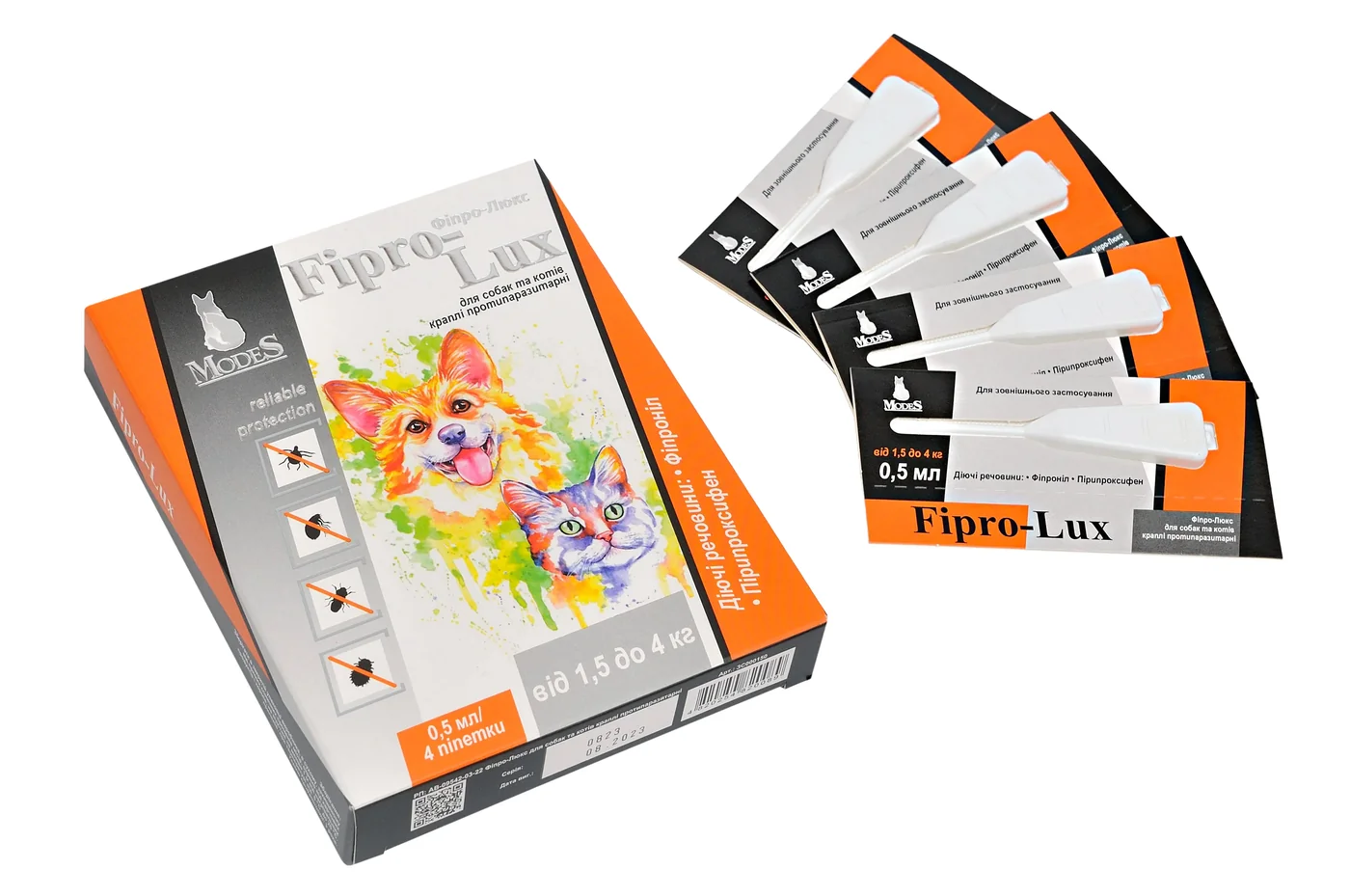 Фіпро-Люкс Fipro-Lux протипаразитарні краплі для кошенят та цуценят 1,5- , MODES, шт фото 1