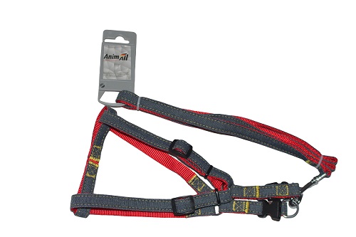 AnimAll повідець+шлея HJ-LН215 denim leash RED 15x1200mm 10