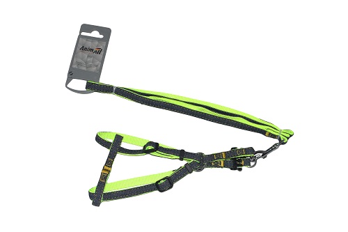 AnimAll повідець+шлея HJ-LН215 denim leash GREEN 10x1200mm 10