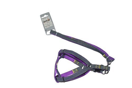 AnimAll повідець+шлея HJ-LН215 denim leash PURLE 15x1200mm 10