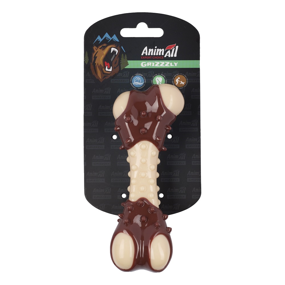 AGrizZzly 9840 Іграшка кістка з ароматом м'яса М, beige