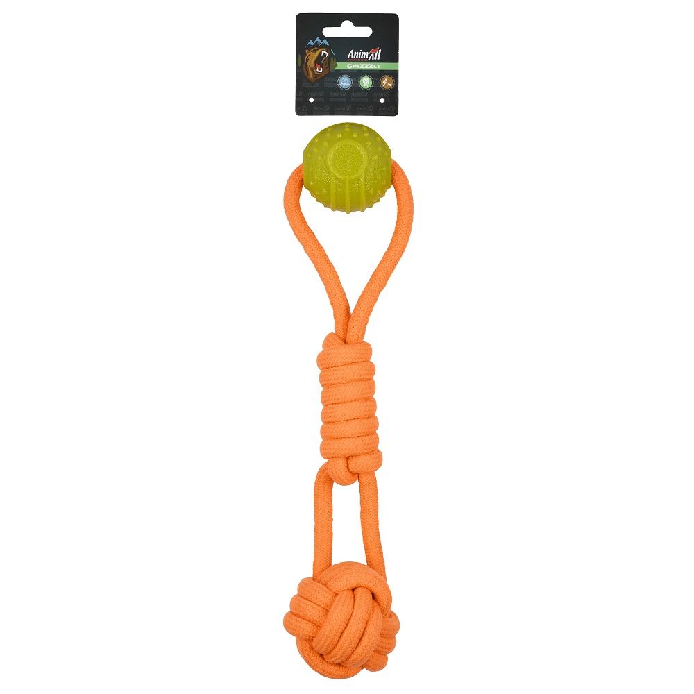 AGrizZzly 9864 Інтерактивна іграшка мотузка з кулькою, orange