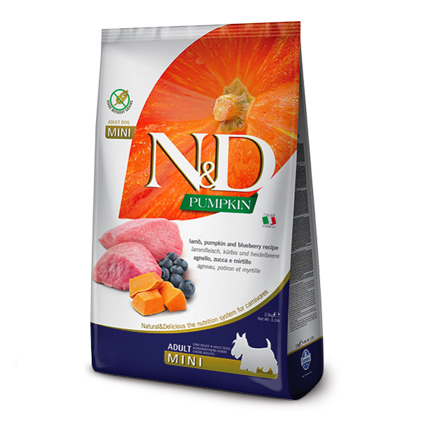 Фарміна дог сух N&D Grain Free PUMPKIN LAMB & BLUEBERRY ADULT MINI фото 1