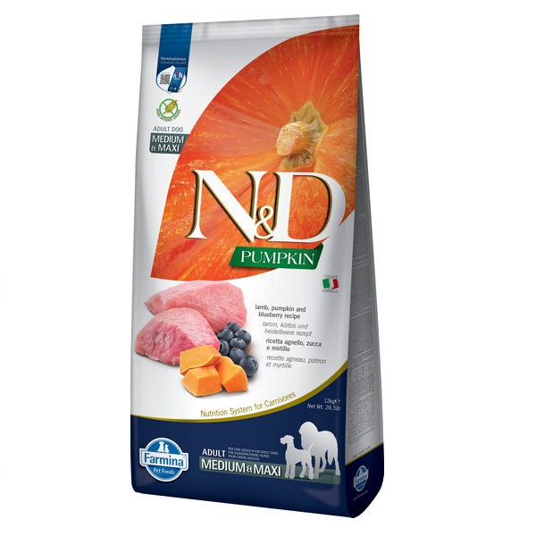 Фарміна дог сух N&D Grain Free PUMPKIN LAMB & BLUEBERRY ADULT MEDIUM & MAXI фото 1