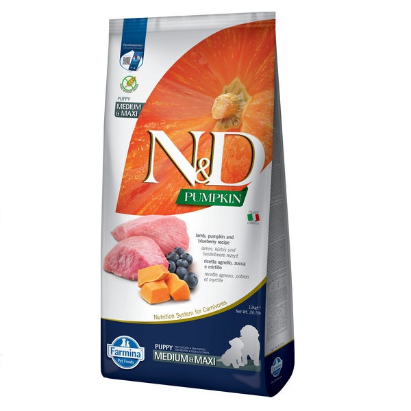 Фарміна дог сух N&D Grain Free PUMPKIN LAMB & BLUEBERRY PUPPY MEDIUM & MAXI фото 1