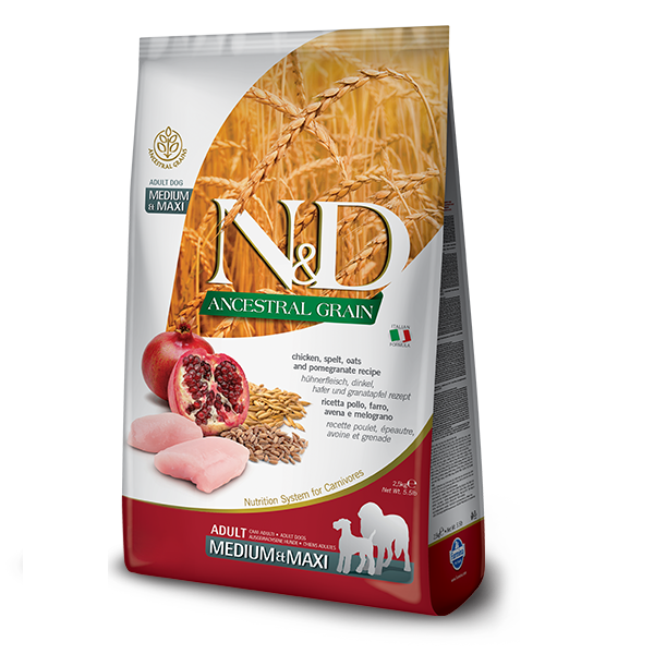 Фарміна дог сух N&D Low Grain CHICKEN & POMEGRANATE ADULT MEDIUM & MAXI фото 1