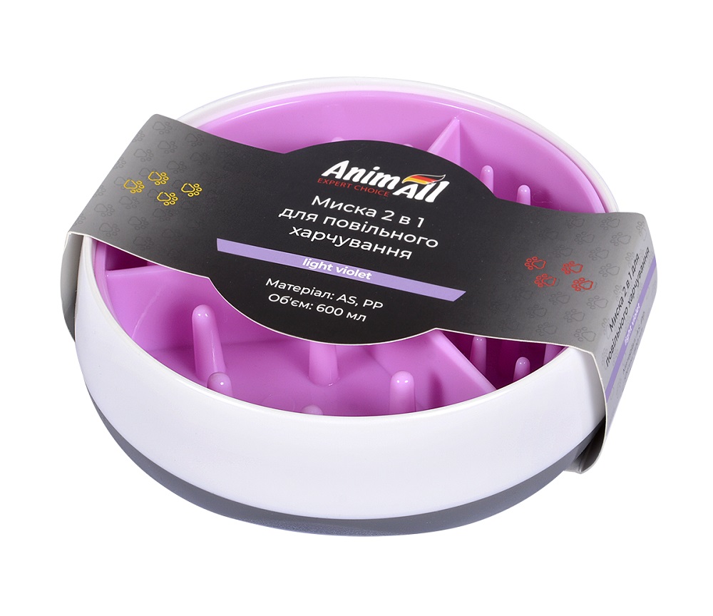 AnimAll 0235 миска 2в1 для повільного харчування , світло-фіолетова