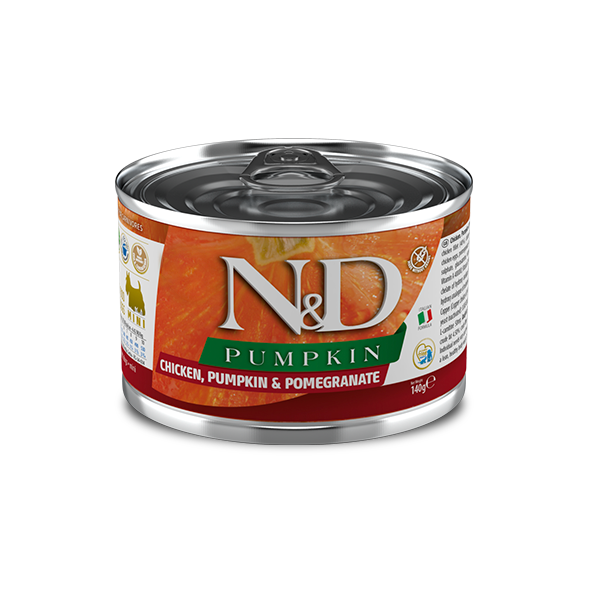 Фарміна дог волог N&D Grain Free PUMPKIN CHICKEN ADULT MINI з гарбузом, куркою, гранатом фото 1
