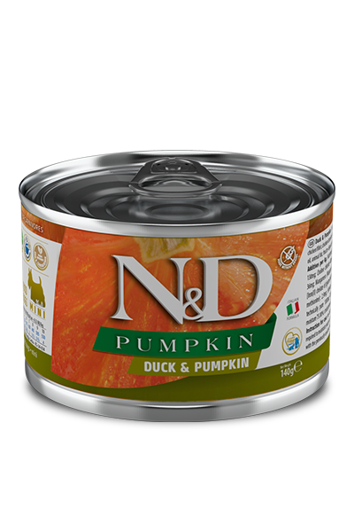 Фарміна дог волог N&D Grain Free PUMPKIN DUCK ADULT MINI з гарбузом, качкою фото 1