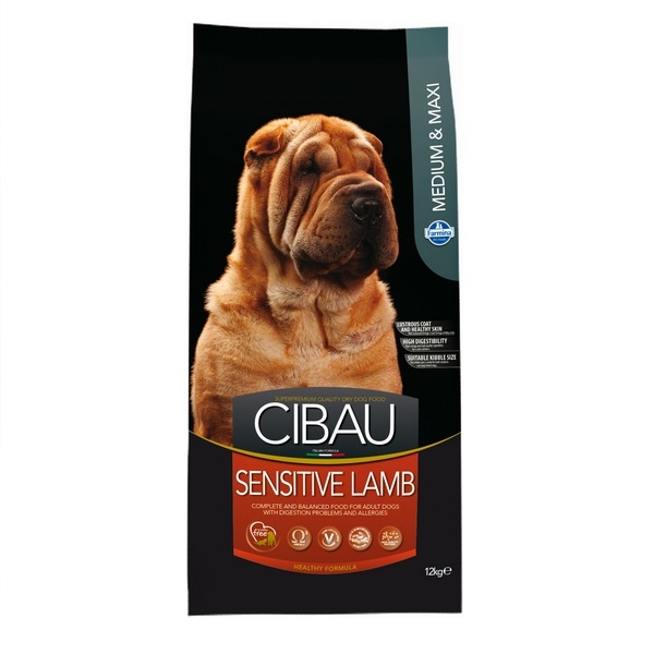 Фарміна дог сух CIBAU SENSITIVE ADULT MEDIUM & MAXI з чутливим травленням з ягням фото 1
