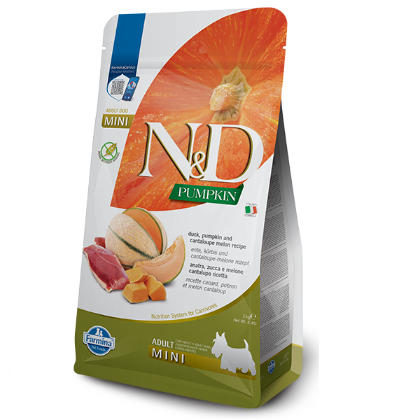 Фарміна дог сух N&D Grain Free PUMPKIN DUCK & CANTALOUPE ADULT MINI з качкою та динею фото 1